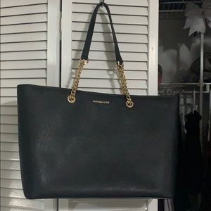 Michael Kors Black Tote with gold chains